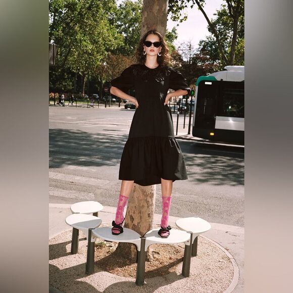 ZARA Embroidered Collar Dress - S - Picture 2 of 2